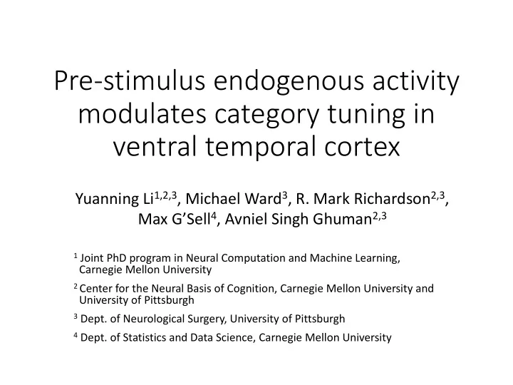 pre stimulus endogenous activity modulates category