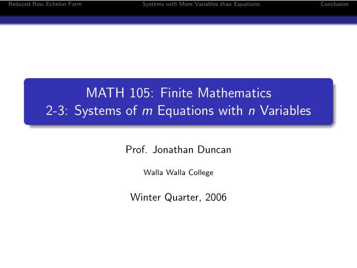 math 105 finite mathematics 2 3 systems of m equations