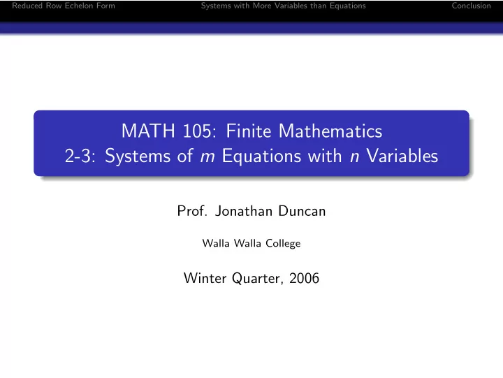 math 105 finite mathematics 2 3 systems of m equations
