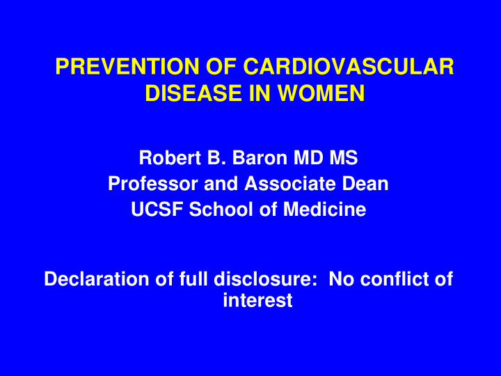 prevention of cardiovascular disease in women