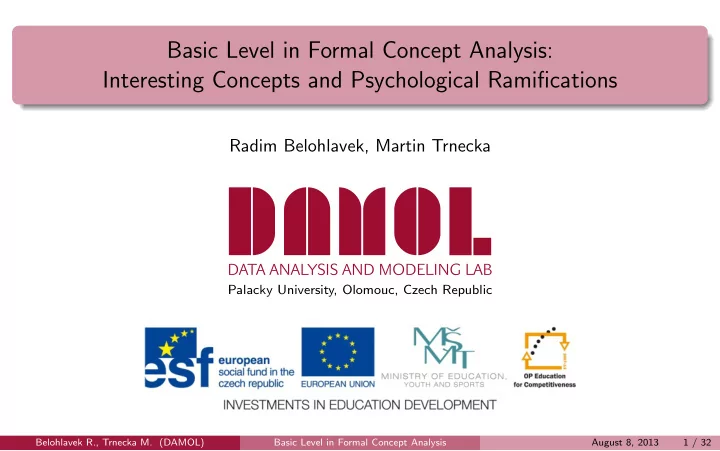 belohlavek r trnecka m damol basic level in formal