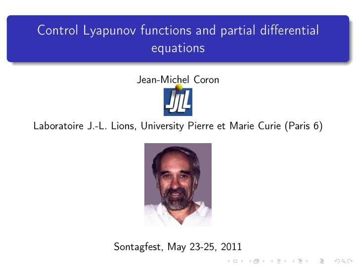 control lyapunov functions and partial differential
