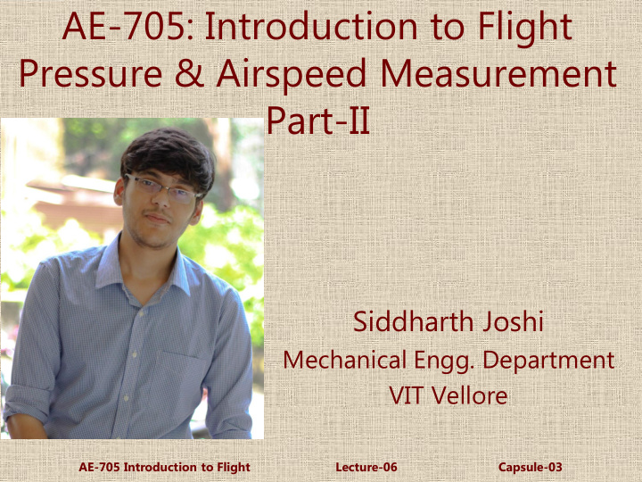 ae 705 introduction to flight pressure airspeed