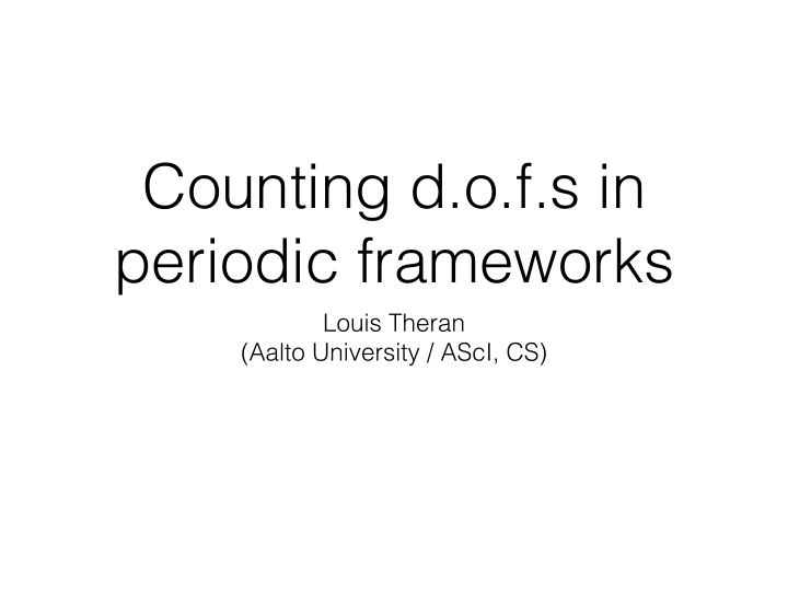 counting d o f s in periodic frameworks