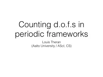 Counting d.o.f.s in  periodic frameworks  Louis Theran  (Aalto University / AScI, CS)  Frameworks