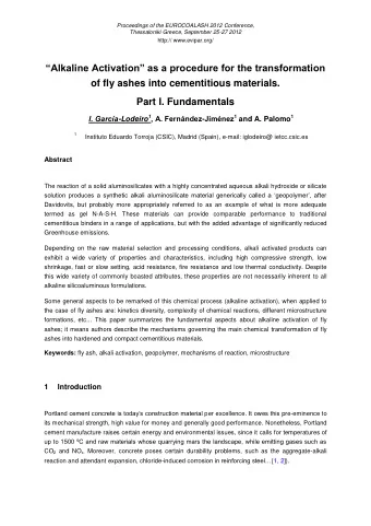 Alkaline Activation as a procedure for the transformation  of fly ashes into cementitious