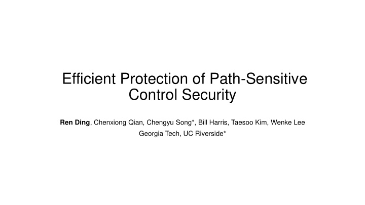 efficient protection of path sensitive control security