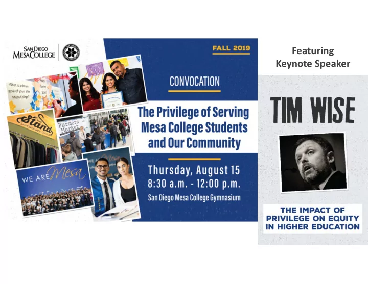 featuring keynote speaker welcome