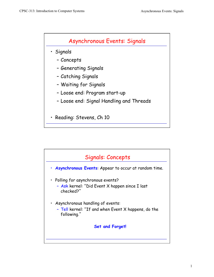 asynchronous events signals