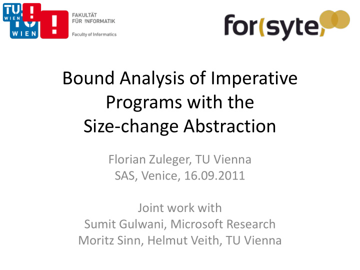 bound analysis of imperative programs with the size