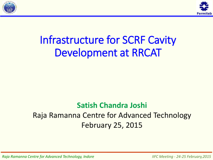in infrastructure for scrf cavity development at rrcat