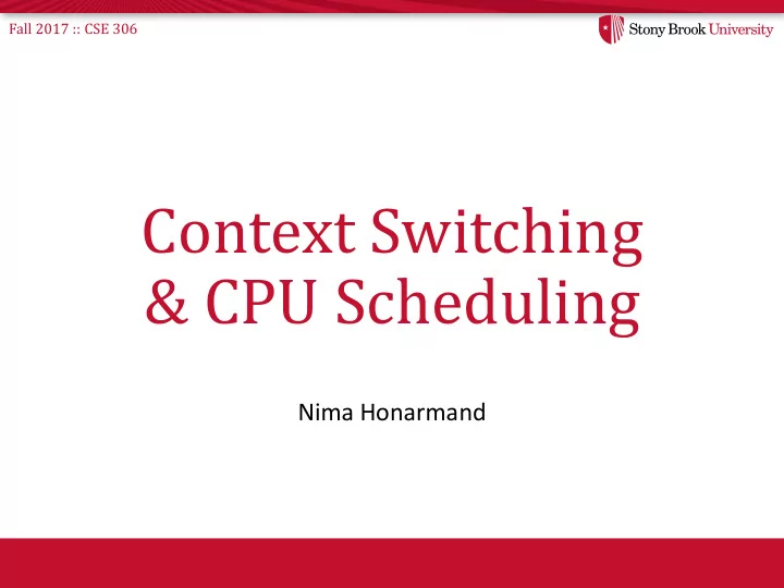 context switching cpu scheduling