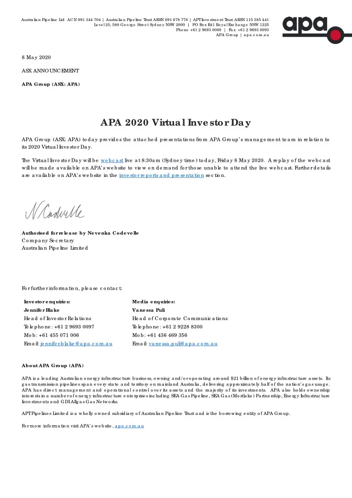 apa 2020 vir tual inve stor