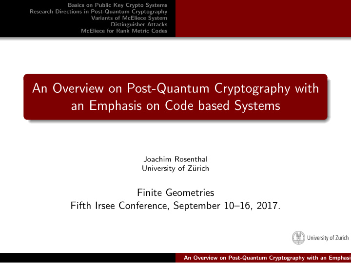 an overview on post quantum cryptography with an emphasis
