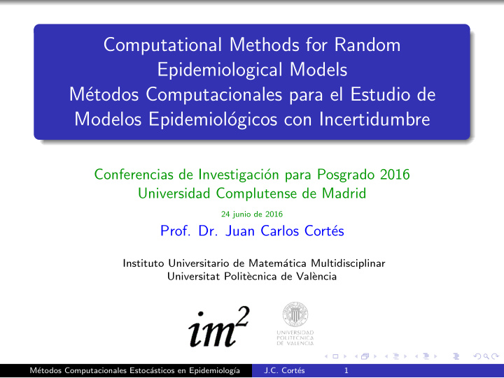 computational methods for random epidemiological models m