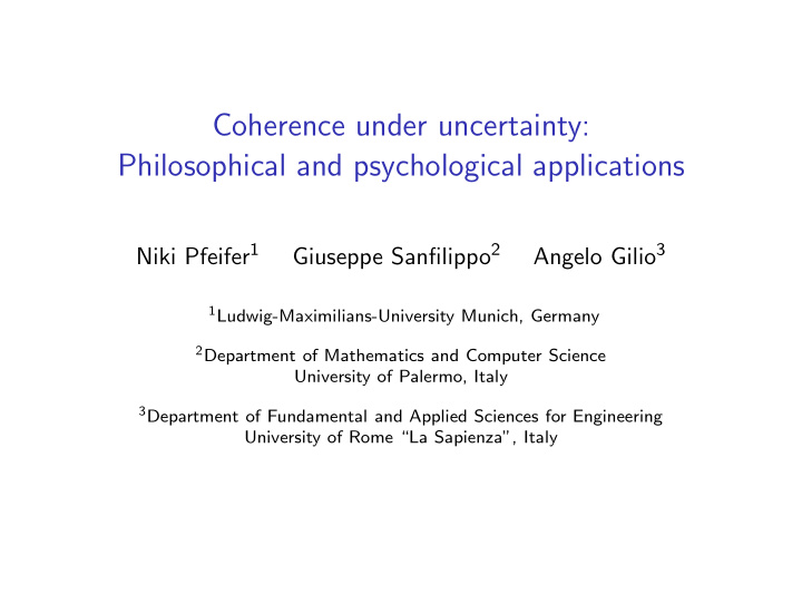 coherence under uncertainty philosophical and