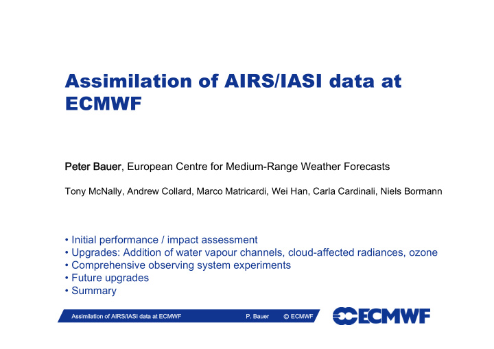 assimilation of airs iasi data at ecmwf