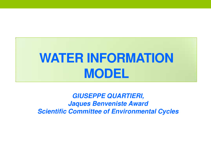 water information model