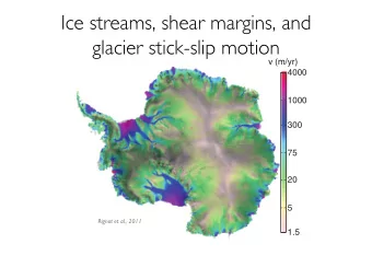 Ice streams, shear margins, and  glacier stick-slip motion  v (m/yr)  4000  1000  300  75  20  5  a