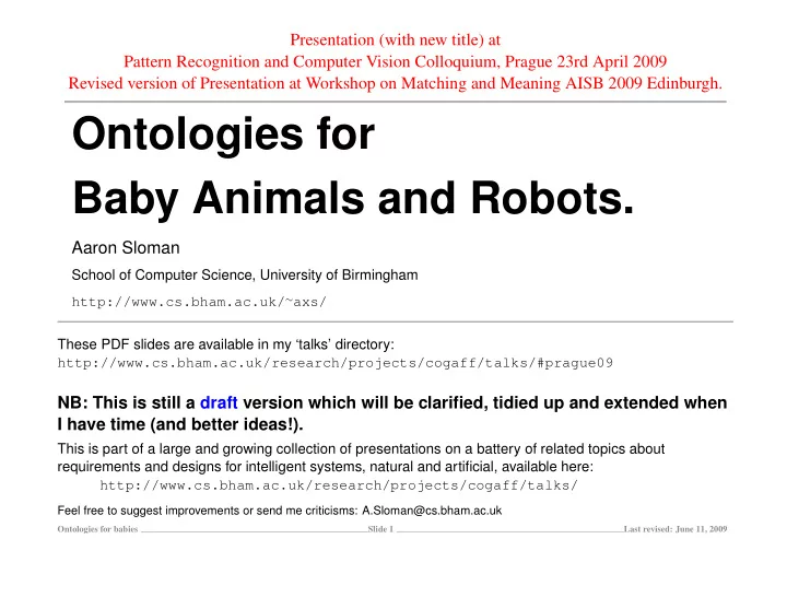 ontologies for baby animals and robots