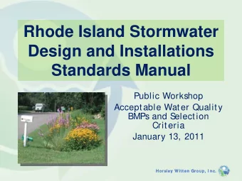 Rhode Island Stormwater  Design and Installations  Standards Manual  Public Workshop  Acceptable
