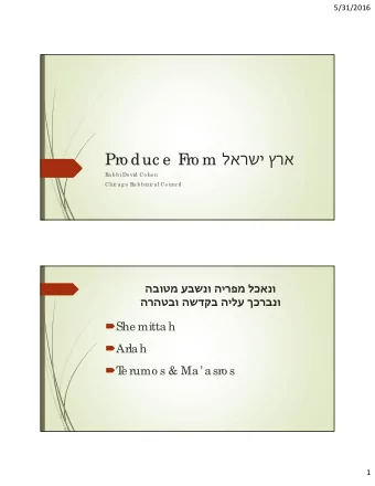 ro m    Pro duc e  F  Rabbi Do vid Co he n  Chic ag o  Rabbinic al Co unc il