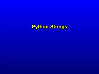 Python:Strings  Strings