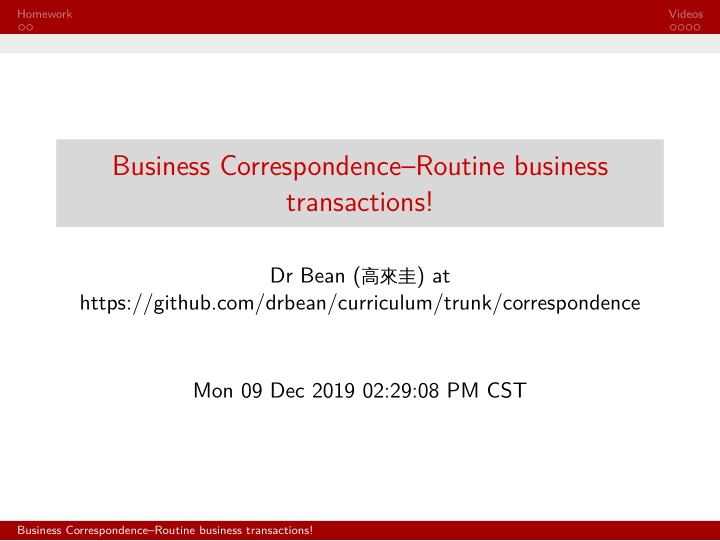 business correspondence routine business transactions