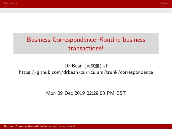 business correspondence routine business transactions