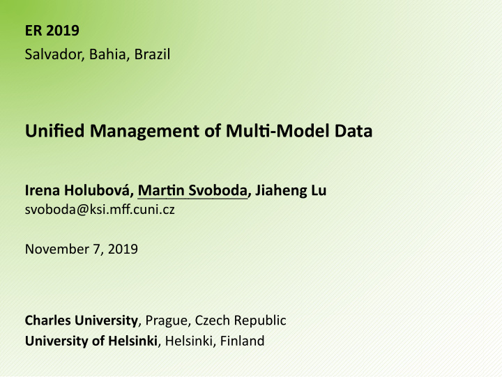 unified management of mul model data