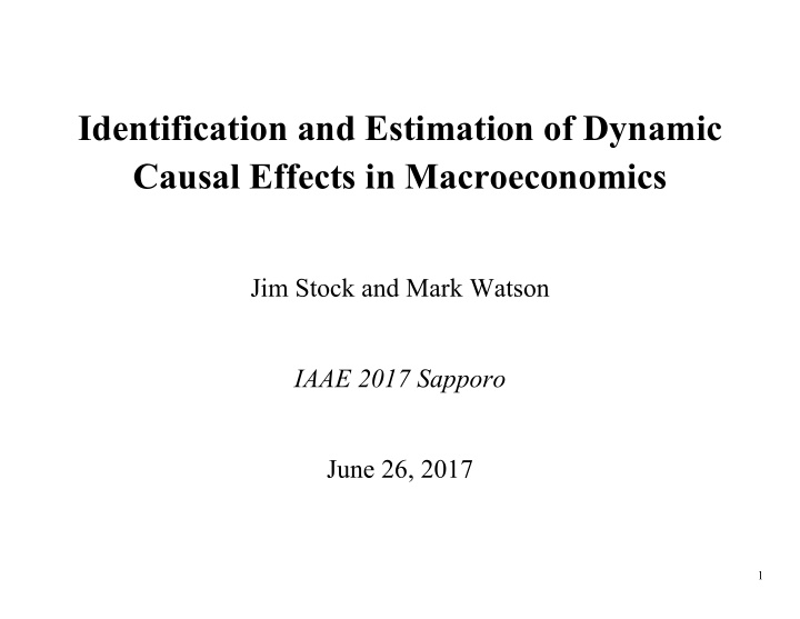 identification and estimation of dynamic causal effects