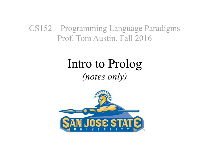 intro to prolog notes only