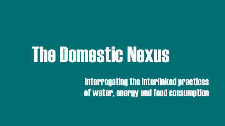the domestic nexus