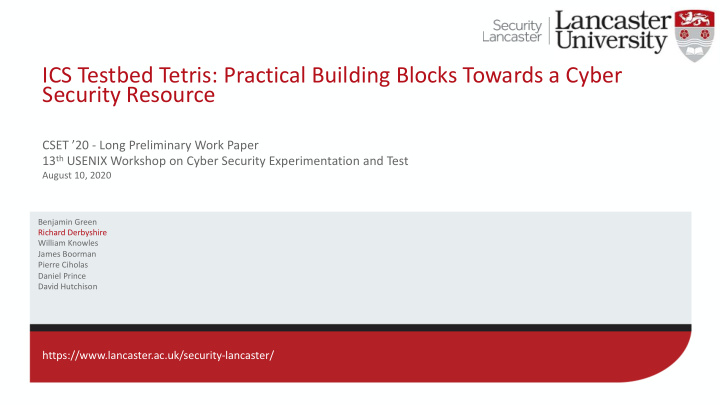 ics testbed tetris practical building blocks towards a