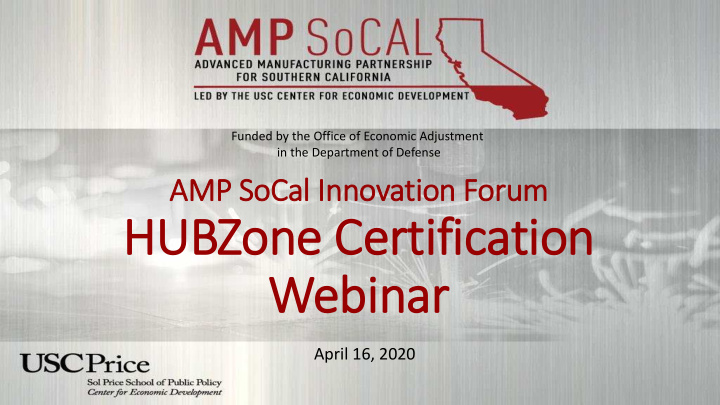 hu hubzone cert rtification webinar ar