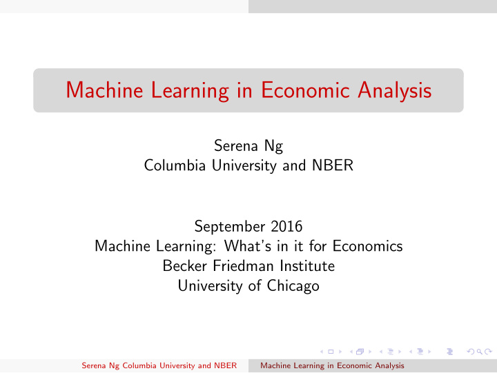 machine learning in economic analysis