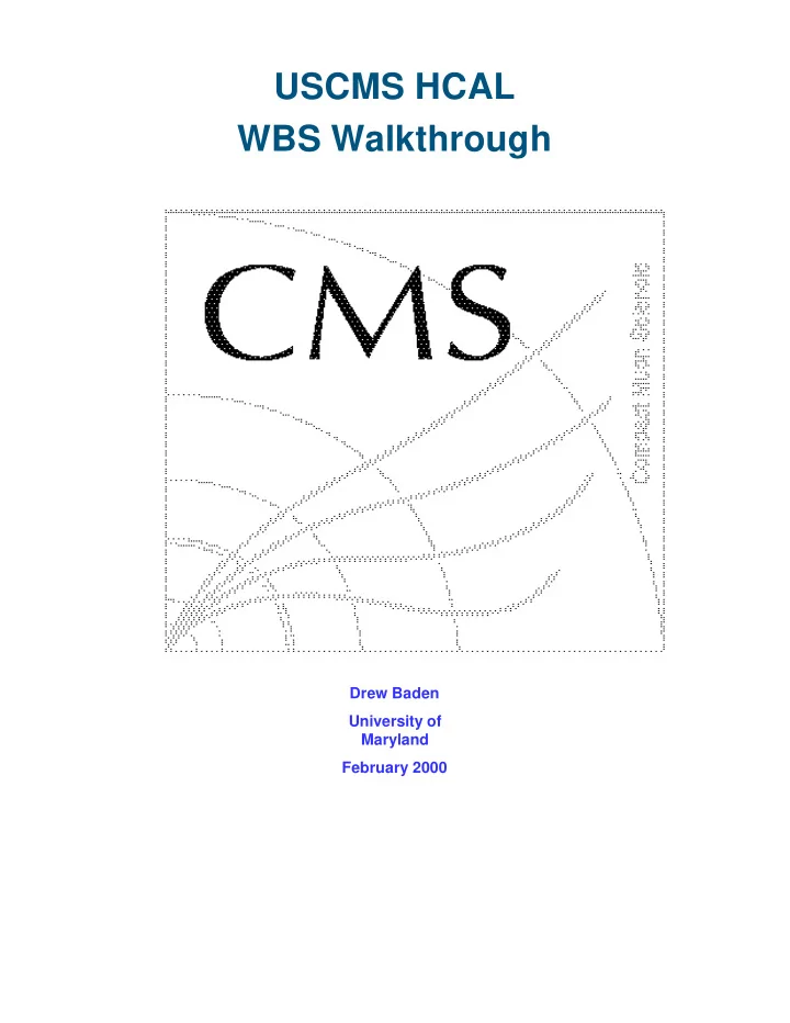 uscms hcal wbs walkthrough