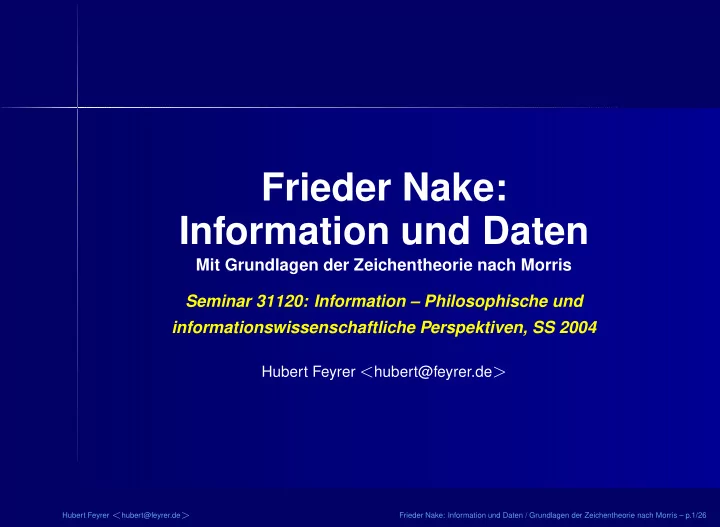 frieder nake information und daten