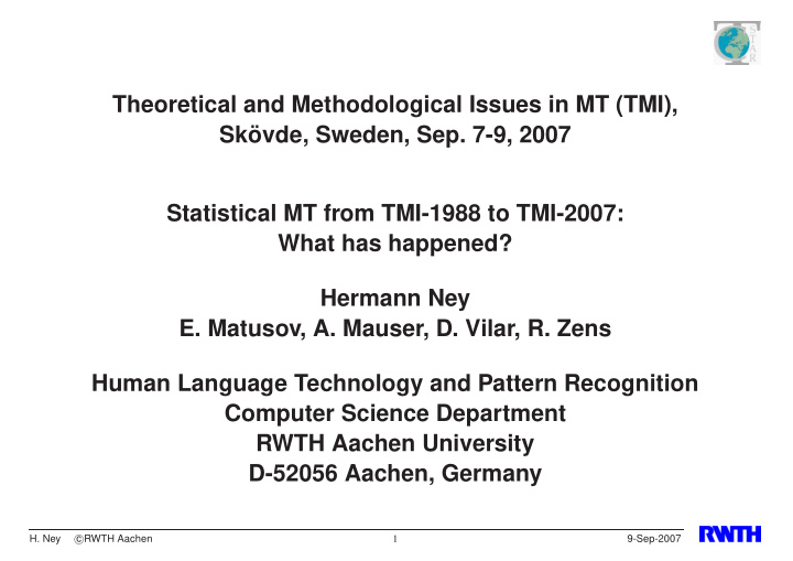 theoretical and methodological issues in mt tmi sk vde