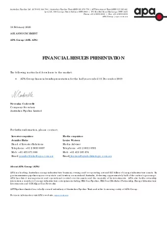 F  INANCIAL  RE  SUL  T  S PRE  SE  NT  AT  ION  T  he  fo llo wing  is a tta c he d fo r re le a