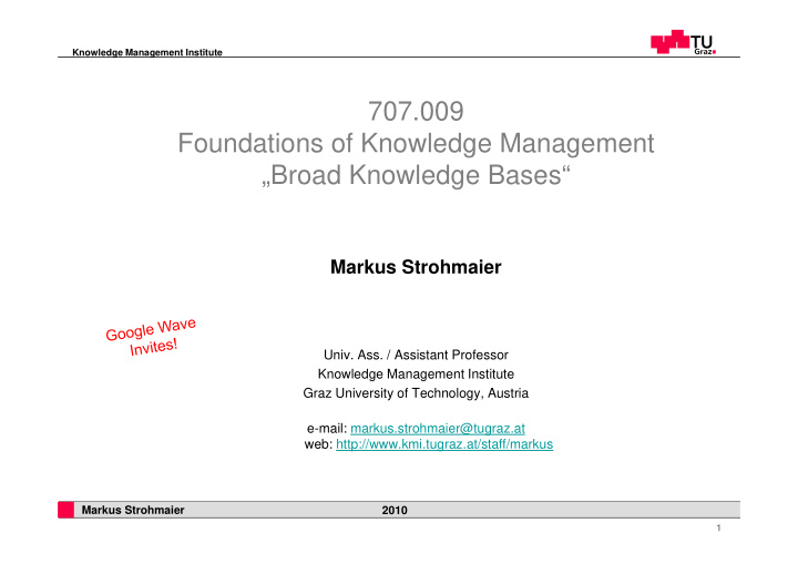 707 009 foundations of knowledge management g g broad