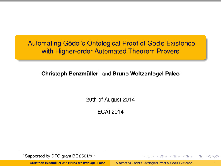 automating g del s ontological proof of god s existence