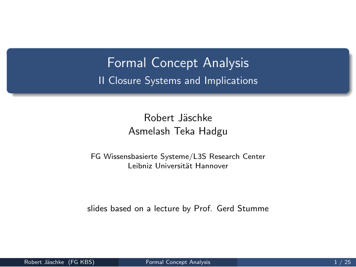 formal concept analysis