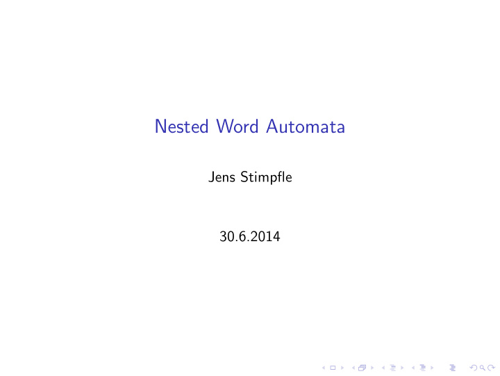 nested word automata