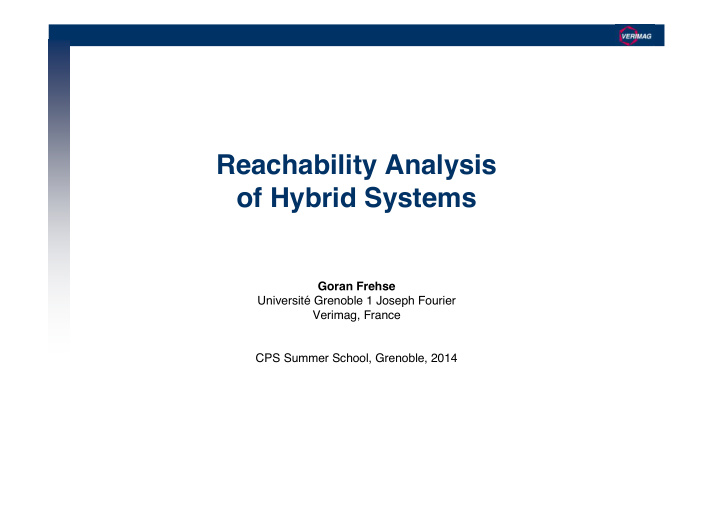 reachability analysis of hybrid systems