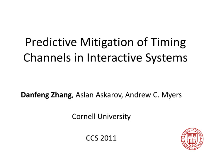 predictive mitigation of timing channels in interactive