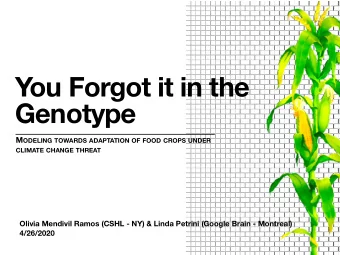 You Forgot it in the  Genotype M ODELING TOWARDS ADAPTATION OF FOOD CROPS UNDER CLIMATE CHANGE