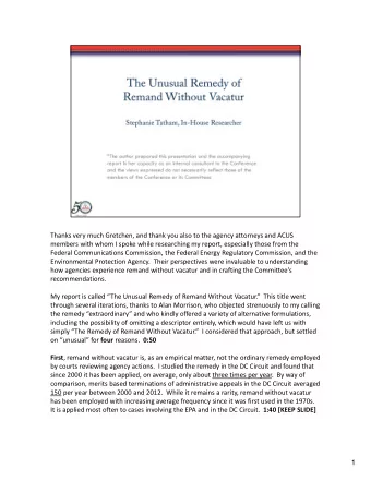 Thanks very much Gretchen, and thank you also to the agency attorneys and ACUS members with whom I