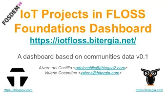 IoT Projects in FLOSS  Foundations Dashboard  https://iotfloss.bitergia.net/  A dashboard based on