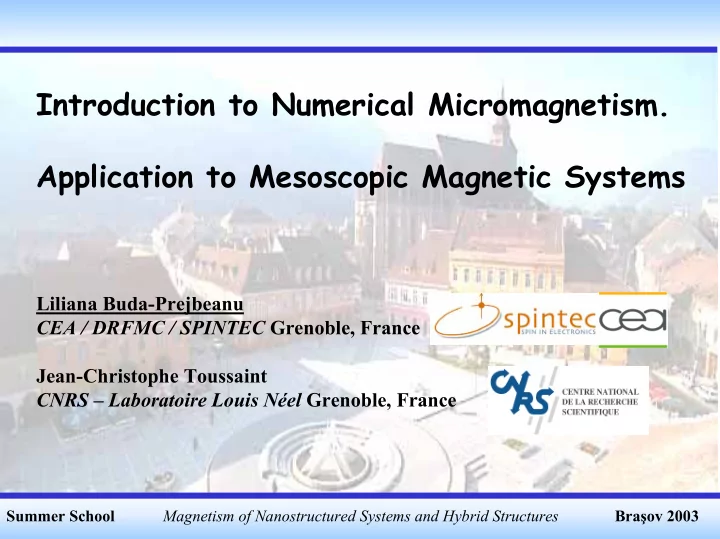 introduction to numerical micromagnetism application to